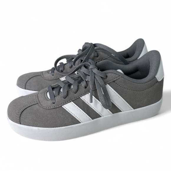 adidas Other - adidas VL Court 3.0 Kids' Tennis Shoes grey and white signature stripe sneakers